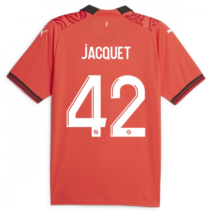 Barn Jérémy Jacquet #42 Rød Hjemmetrøye Drakt Trøye 2023/24 Skjorter T-Skjorte
