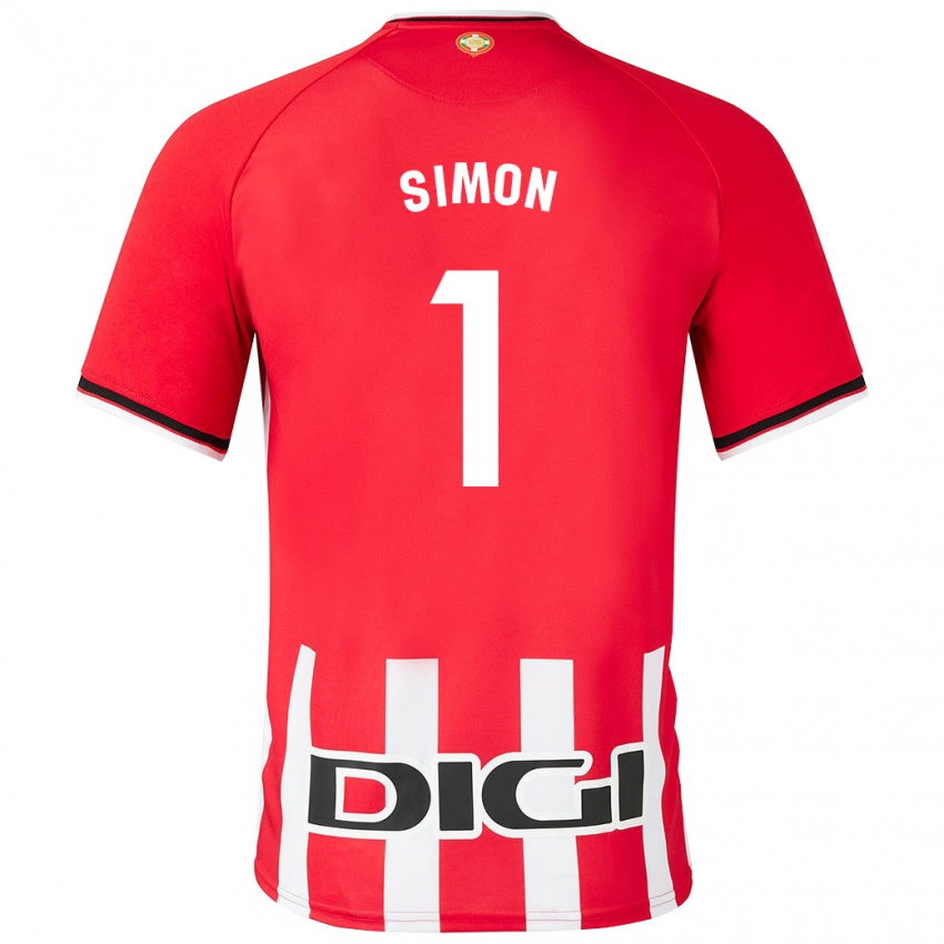 Barn Unai Simón #1 Rød Hjemmetrøye Drakt Trøye 2023/24 Skjorter T-Skjorte
