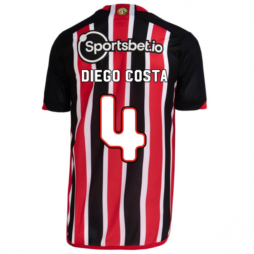 Barn Diego Costa #4 Blå Rød Bortetrøye Drakt Trøye 2023/24 Skjorter T-Skjorte