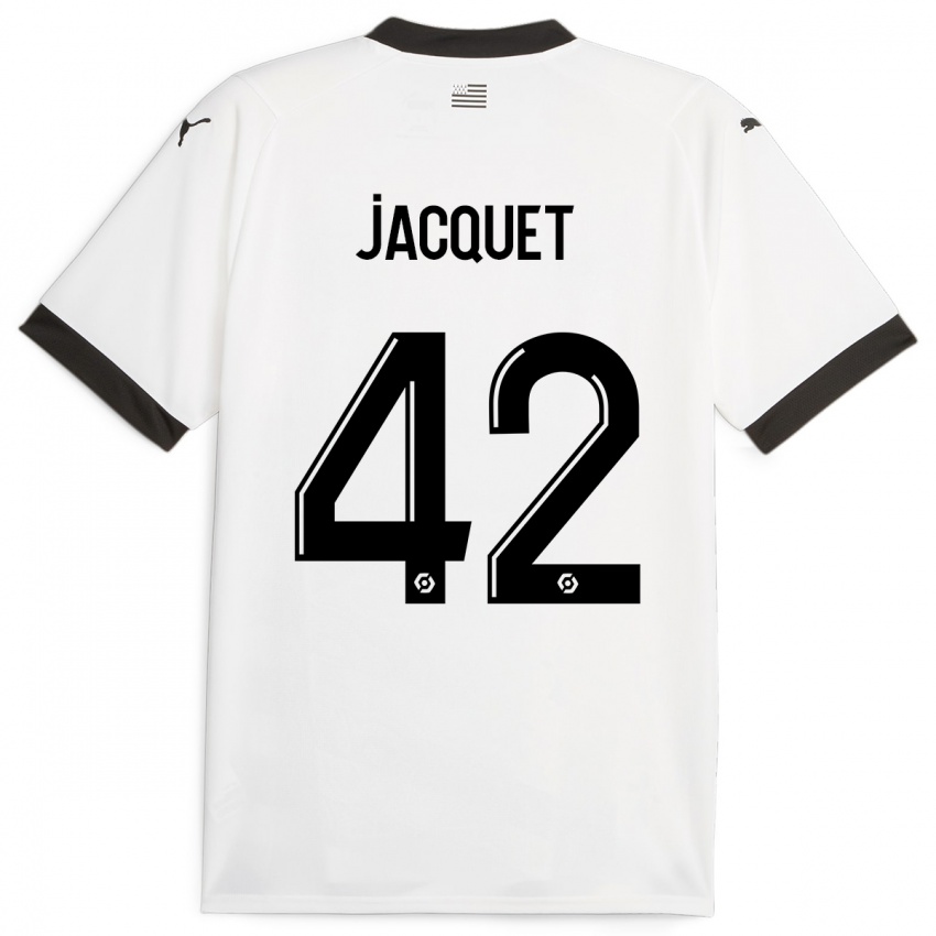 Barn Jérémy Jacquet #42 Hvit Bortetrøye Drakt Trøye 2023/24 Skjorter T-Skjorte