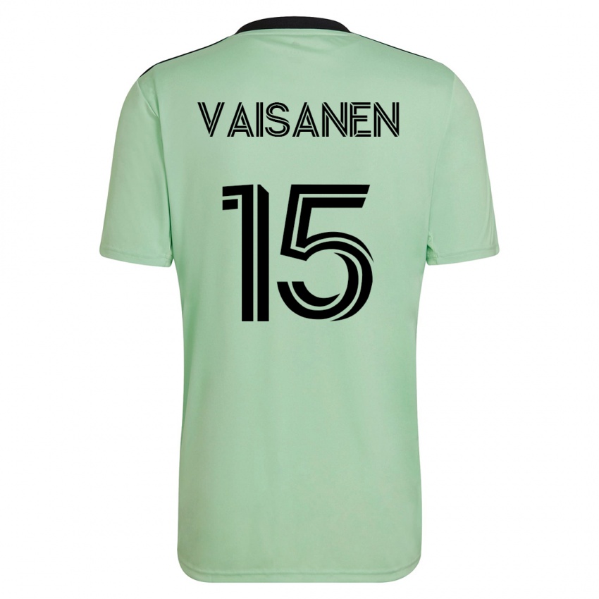 Barn Leo Väisänen #15 Lysegrønn Bortetrøye Drakt Trøye 2023/24 Skjorter T-Skjorte