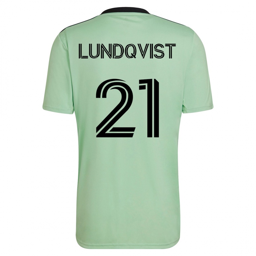 Barn Adam Lundqvist #21 Lysegrønn Bortetrøye Drakt Trøye 2023/24 Skjorter T-Skjorte