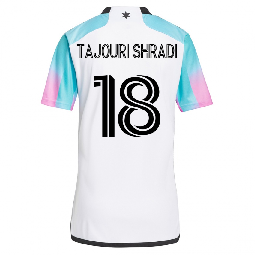 Barn Ismael Tajouri-Shradi #18 Hvit Bortetrøye Drakt Trøye 2023/24 Skjorter T-Skjorte
