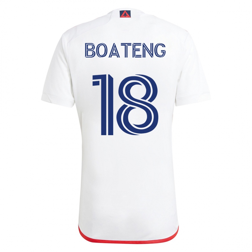 Barn Emmanuel Boateng #18 Hvit Rød Bortetrøye Drakt Trøye 2023/24 Skjorter T-Skjorte