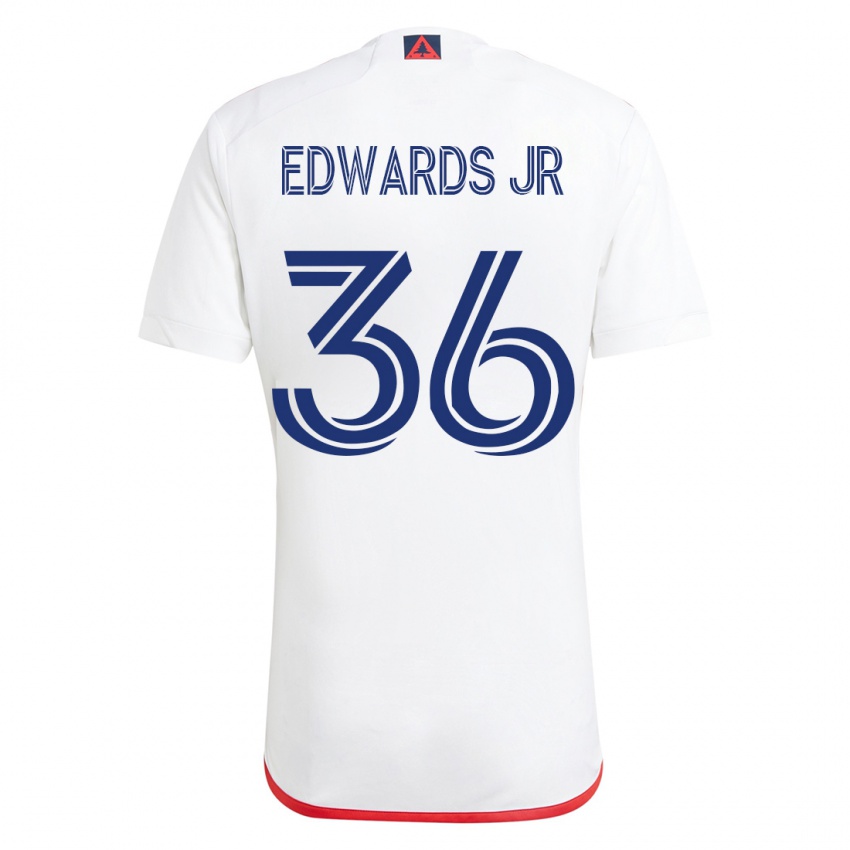 Barn Earl Edwards Jr. #36 Hvit Rød Bortetrøye Drakt Trøye 2023/24 Skjorter T-Skjorte