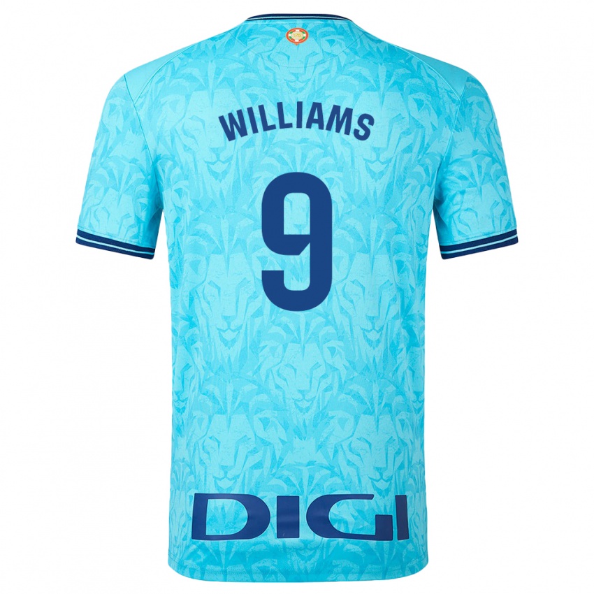 Barn Iñaki Williams #9 Himmelblå Bortetrøye Drakt Trøye 2023/24 Skjorter T-Skjorte