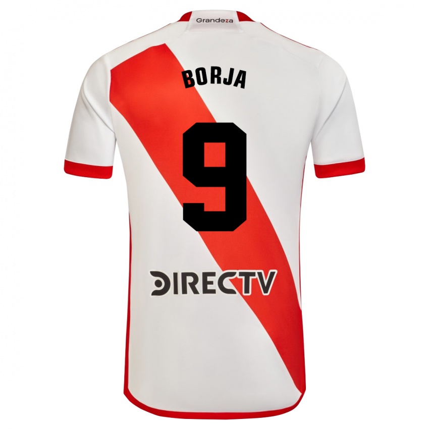 Mann Miguel Borja #9 Hvit Rød Hjemmetrøye Drakt Trøye 2023/24 Skjorter T-Skjorte