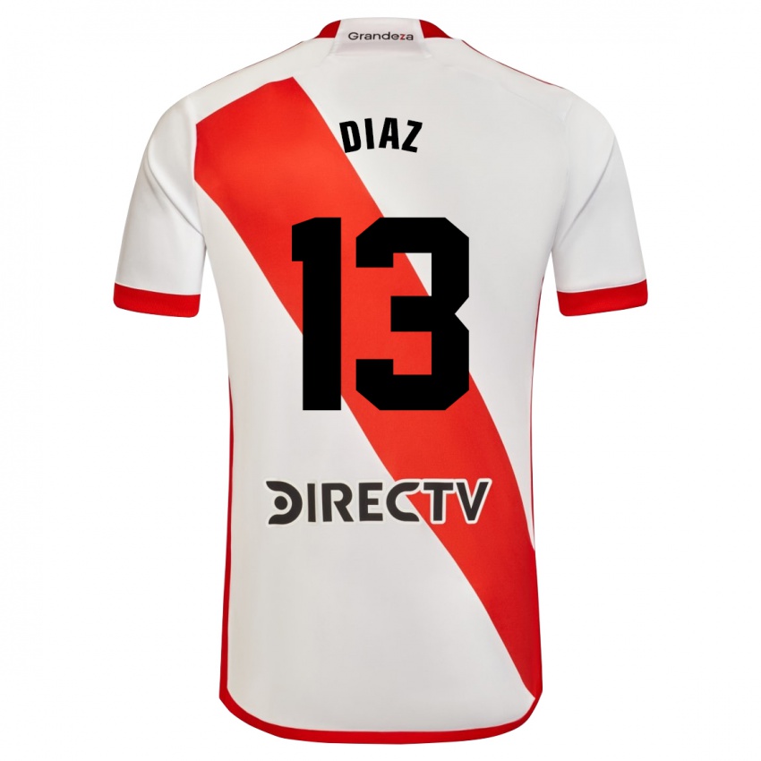 Mann Enzo Díaz #13 Hvit Rød Hjemmetrøye Drakt Trøye 2023/24 Skjorter T-Skjorte