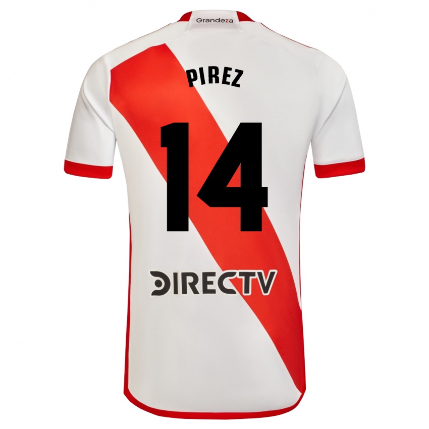 Mann Leandro González Pírez #14 Hvit Rød Hjemmetrøye Drakt Trøye 2023/24 Skjorter T-Skjorte