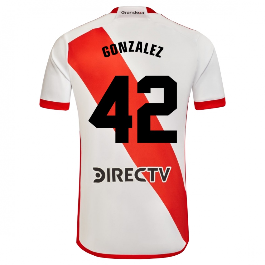 Mann Alexis González #42 Hvit Rød Hjemmetrøye Drakt Trøye 2023/24 Skjorter T-Skjorte