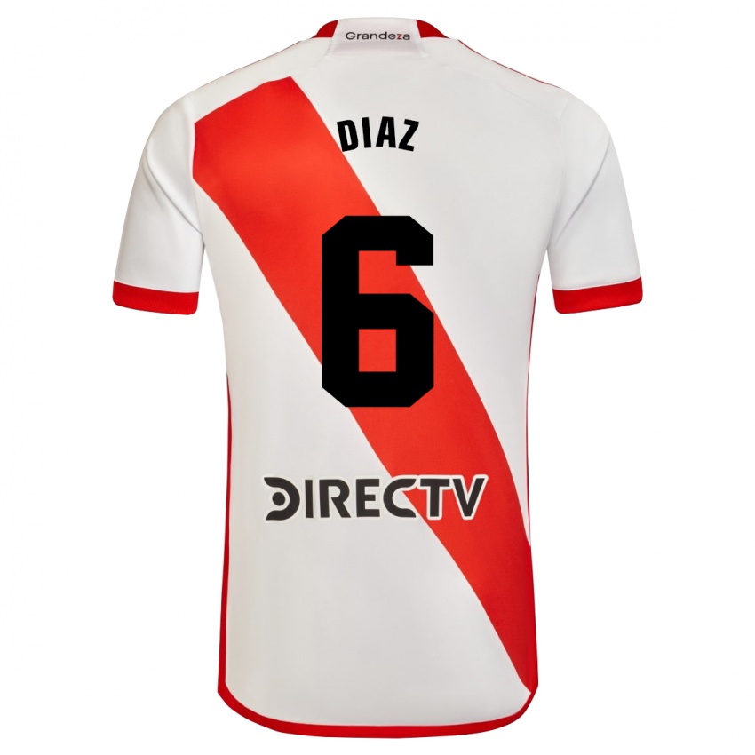 Mann Milagros Díaz #6 Hvit Rød Hjemmetrøye Drakt Trøye 2023/24 Skjorter T-Skjorte