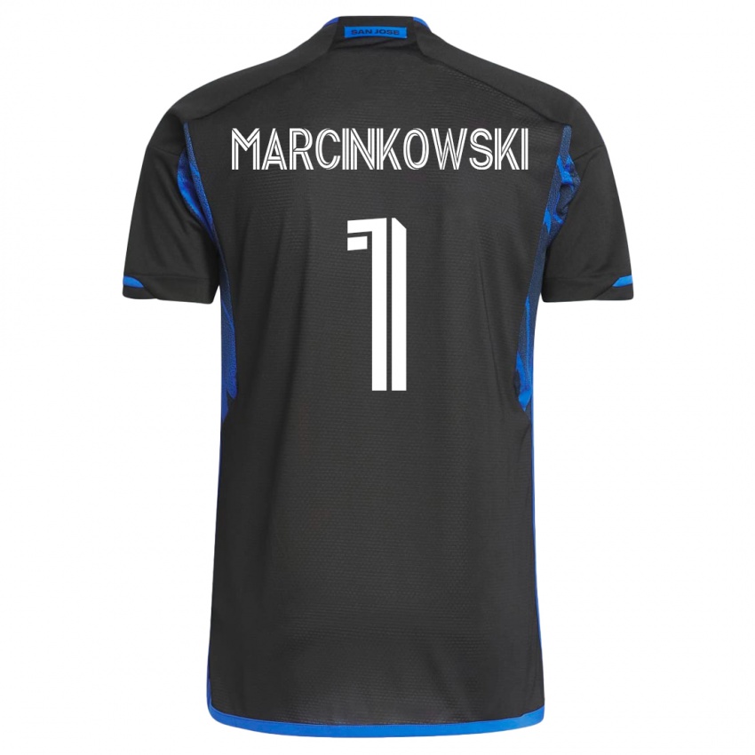 Mann Jt Marcinkowski #1 Blå Svart Hjemmetrøye Drakt Trøye 2023/24 Skjorter T-Skjorte