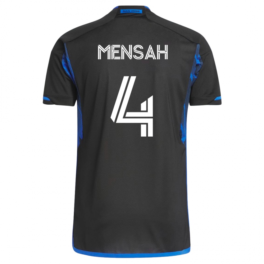 Mann Jonathan Mensah #4 Blå Svart Hjemmetrøye Drakt Trøye 2023/24 Skjorter T-Skjorte