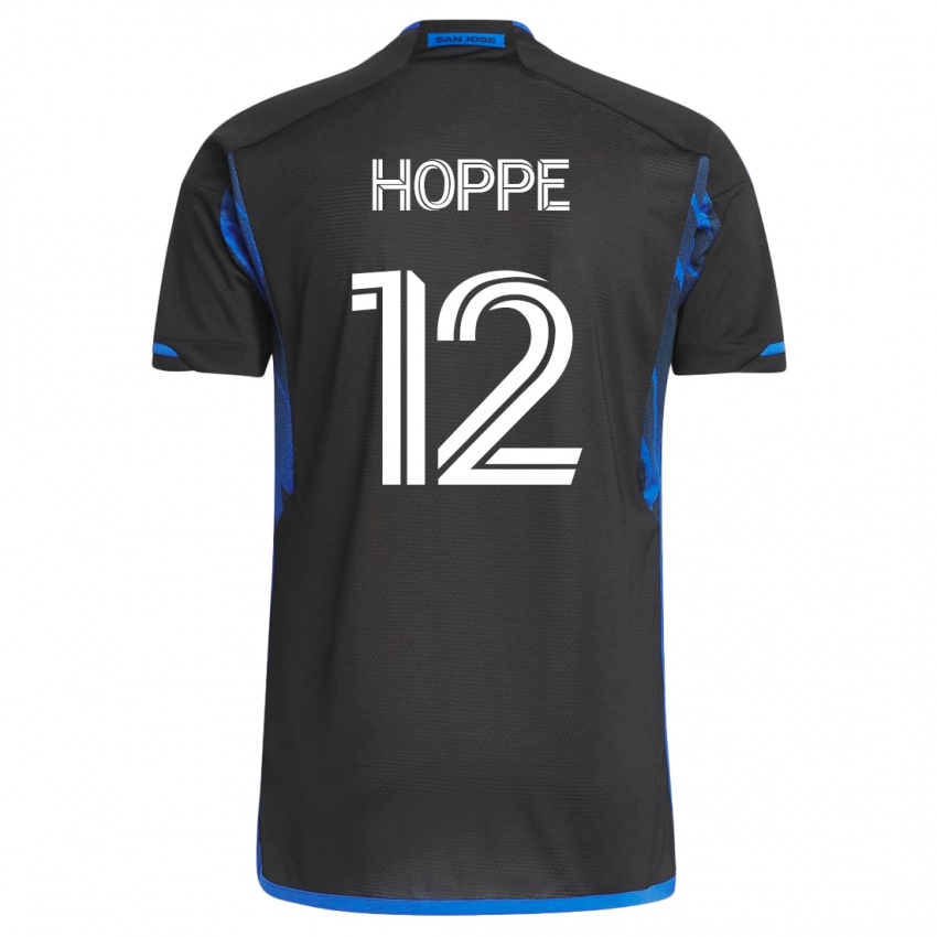 Mann Matthew Hoppe #12 Blå Svart Hjemmetrøye Drakt Trøye 2023/24 Skjorter T-Skjorte