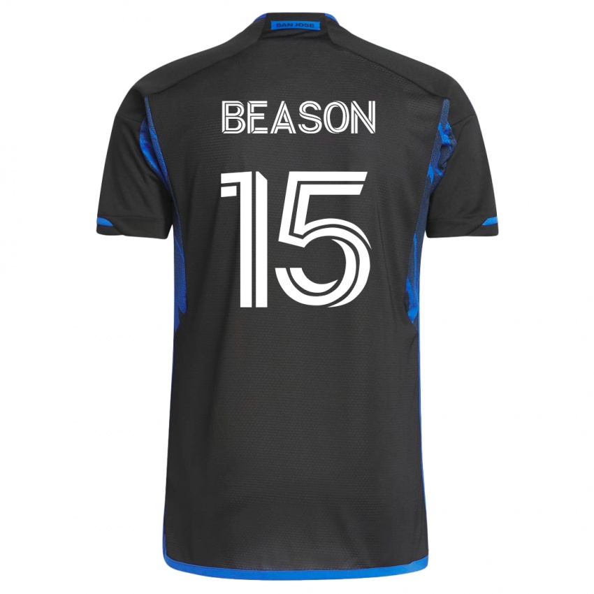 Mann Tanner Beason #15 Blå Svart Hjemmetrøye Drakt Trøye 2023/24 Skjorter T-Skjorte