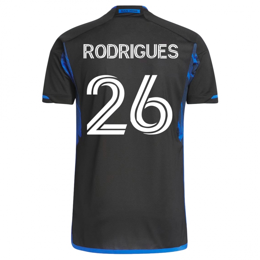 Mann Rodrigues #26 Blå Svart Hjemmetrøye Drakt Trøye 2023/24 Skjorter T-Skjorte