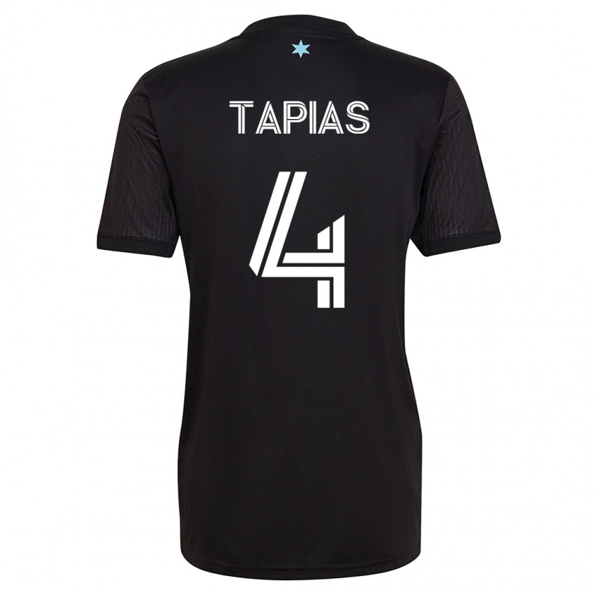 Mann Miguel Tapias #4 Svart Hjemmetrøye Drakt Trøye 2023/24 Skjorter T-Skjorte