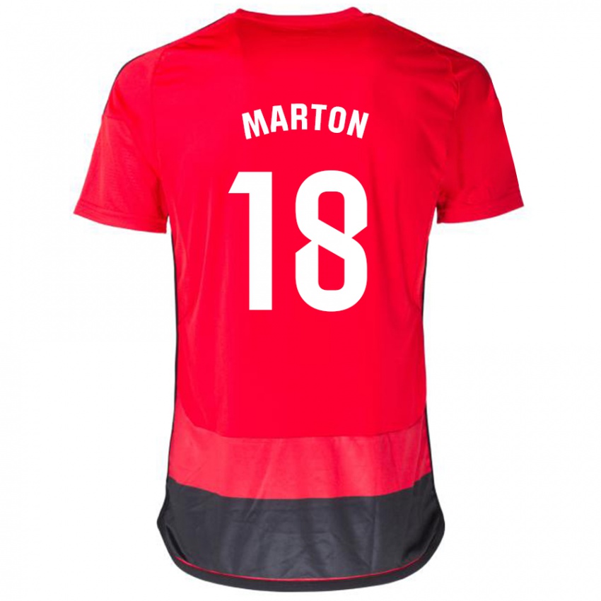 Mann Javier Marton #18 Rød Svart Hjemmetrøye Drakt Trøye 2023/24 Skjorter T-Skjorte