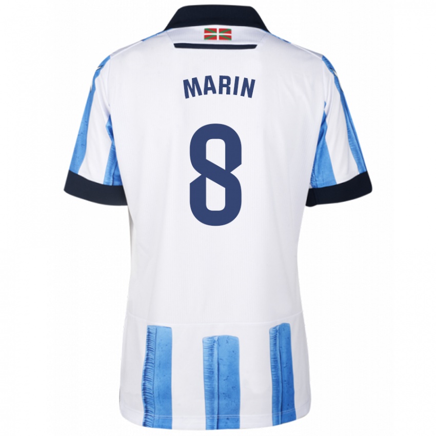 Mann Pablo Marín #8 Blå Hvit Hjemmetrøye Drakt Trøye 2023/24 Skjorter T-Skjorte