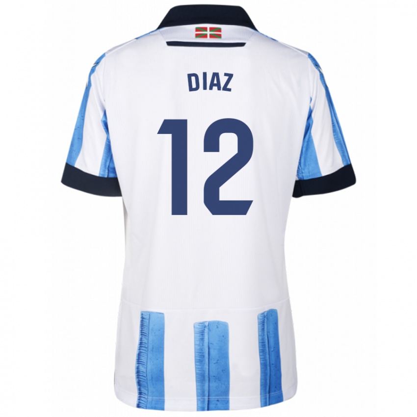 Mann Ekain Díaz #12 Blå Hvit Hjemmetrøye Drakt Trøye 2023/24 Skjorter T-Skjorte