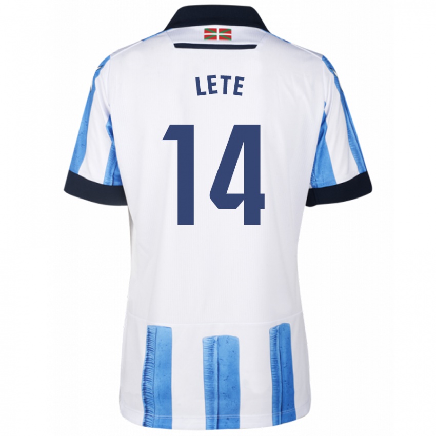 Mann Eñaut Lete #14 Blå Hvit Hjemmetrøye Drakt Trøye 2023/24 Skjorter T-Skjorte