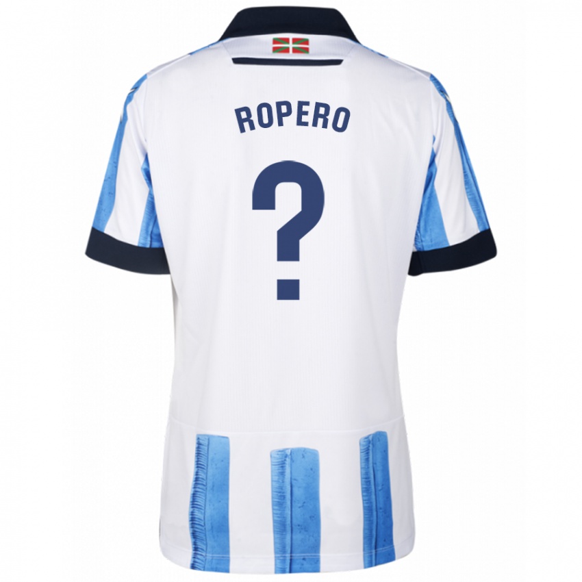 Mann Iker Ropero #0 Blå Hvit Hjemmetrøye Drakt Trøye 2023/24 Skjorter T-Skjorte