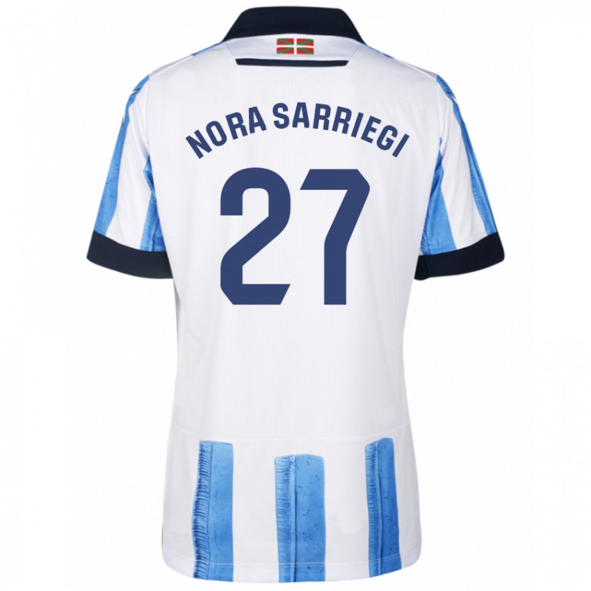 Mann Nora Sarriegi Galdos #27 Blå Hvit Hjemmetrøye Drakt Trøye 2023/24 Skjorter T-Skjorte
