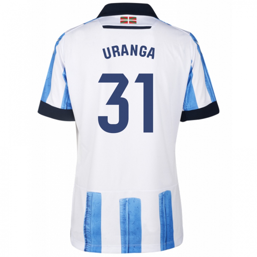 Mann Haizea Uranga Agirre #31 Blå Hvit Hjemmetrøye Drakt Trøye 2023/24 Skjorter T-Skjorte