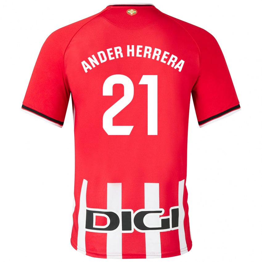 Mann Ander Herrera #21 Rød Hjemmetrøye Drakt Trøye 2023/24 Skjorter T-Skjorte