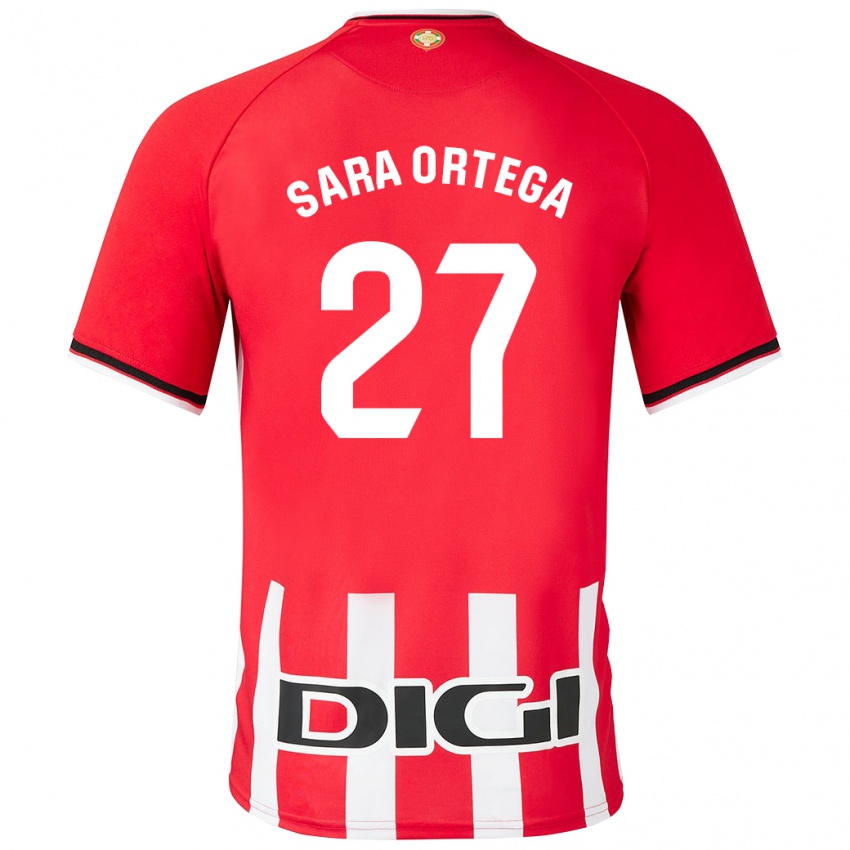 Mann Sara Ortega Ruiz #27 Rød Hjemmetrøye Drakt Trøye 2023/24 Skjorter T-Skjorte