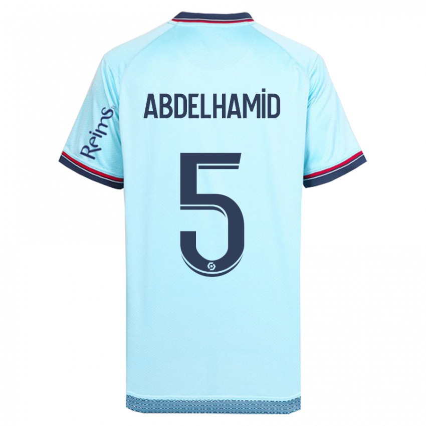 Mann Yunis Abdelhamid #5 Himmelblå Bortetrøye Drakt Trøye 2023/24 Skjorter T-Skjorte