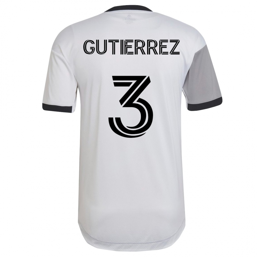 Mann Cristián Gutiérrez #3 Hvit Bortetrøye Drakt Trøye 2023/24 Skjorter T-Skjorte
