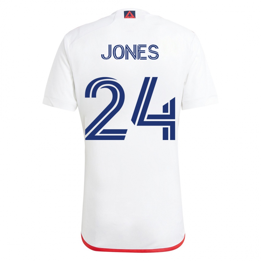 Mann Dejuan Jones #24 Hvit Rød Bortetrøye Drakt Trøye 2023/24 Skjorter T-Skjorte