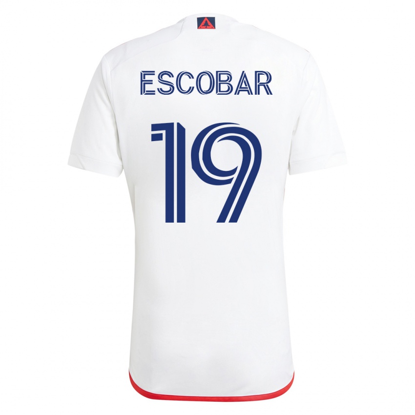 Mann Olger Escobar #19 Hvit Rød Bortetrøye Drakt Trøye 2023/24 Skjorter T-Skjorte