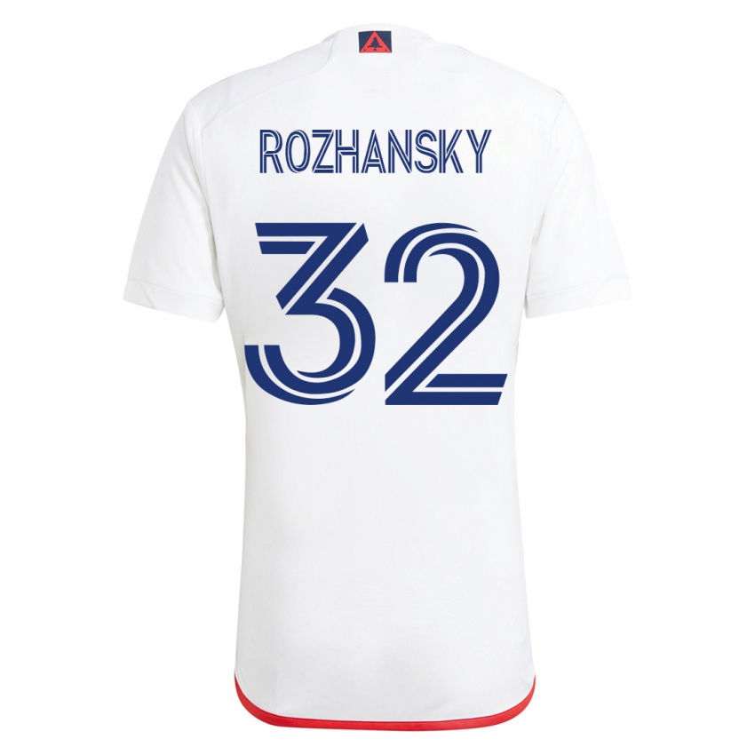 Mann Jake Rozhansky #32 Hvit Rød Bortetrøye Drakt Trøye 2023/24 Skjorter T-Skjorte