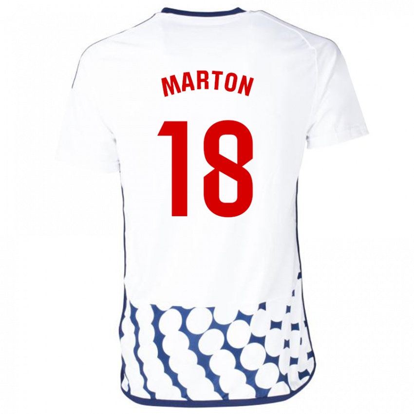 Mann Javier Marton #18 Hvit Bortetrøye Drakt Trøye 2023/24 Skjorter T-Skjorte