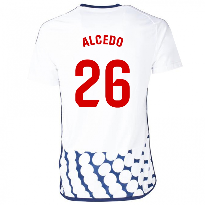 Mann Juan María Alcedo #26 Hvit Bortetrøye Drakt Trøye 2023/24 Skjorter T-Skjorte