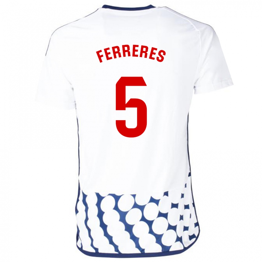 Mann Manolo Ferreres #5 Hvit Bortetrøye Drakt Trøye 2023/24 Skjorter T-Skjorte
