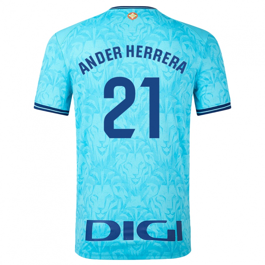Mann Ander Herrera #21 Himmelblå Bortetrøye Drakt Trøye 2023/24 Skjorter T-Skjorte