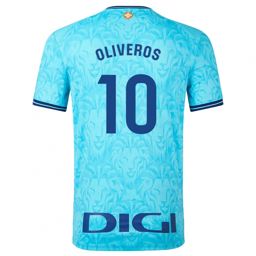 Mann Aimar Oliveros #10 Himmelblå Bortetrøye Drakt Trøye 2023/24 Skjorter T-Skjorte