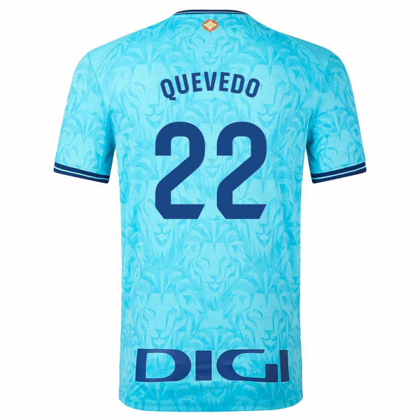 Mann Ugaitz Quevedo #22 Himmelblå Bortetrøye Drakt Trøye 2023/24 Skjorter T-Skjorte