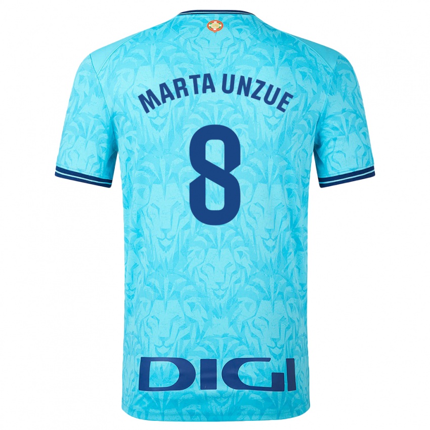 Mann Marta Unzué Urdániz #8 Himmelblå Bortetrøye Drakt Trøye 2023/24 Skjorter T-Skjorte
