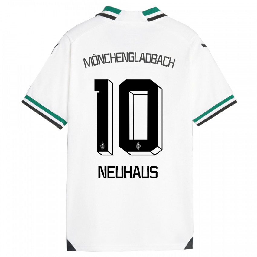 Dame Florian Neuhaus #10 Hvit Grønn Hjemmetrøye Drakt Trøye 2023/24 Skjorter T-Skjorte