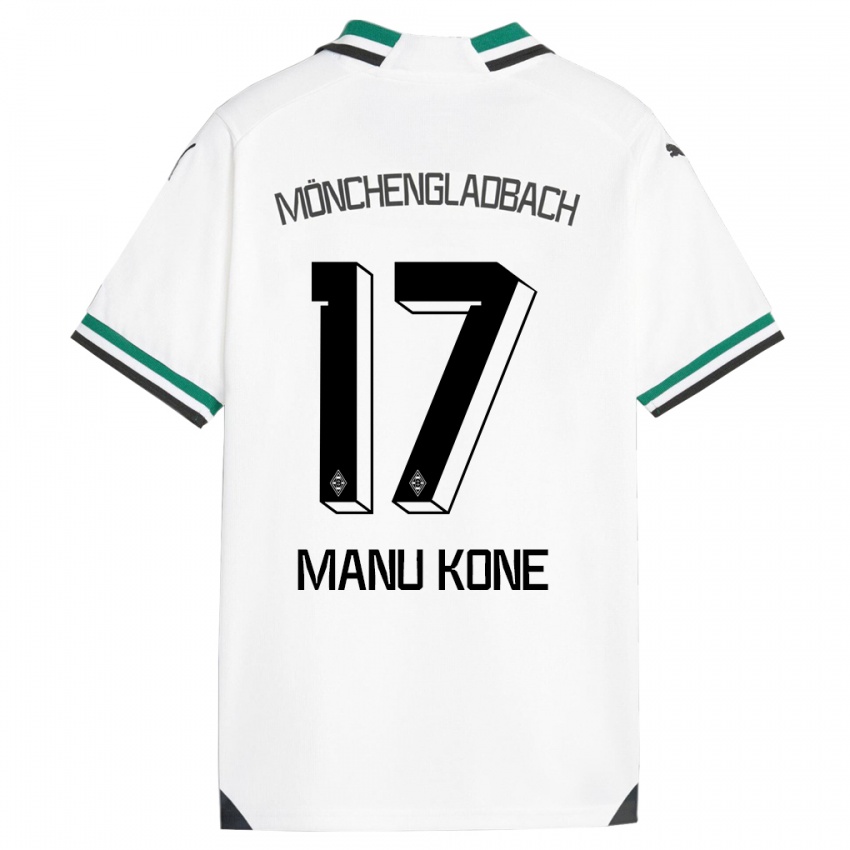 Dame Manu Kone #17 Hvit Grønn Hjemmetrøye Drakt Trøye 2023/24 Skjorter T-Skjorte