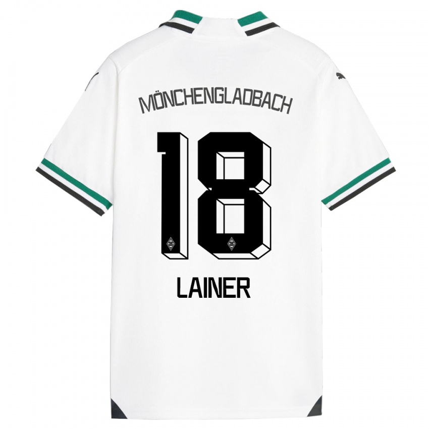 Dame Stefan Lainer #18 Hvit Grønn Hjemmetrøye Drakt Trøye 2023/24 Skjorter T-Skjorte
