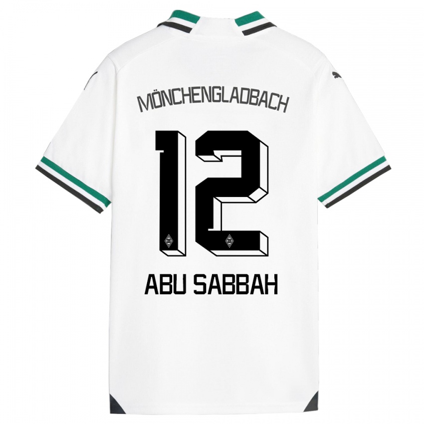Dame Sarah Abu Sabbah #12 Hvit Grønn Hjemmetrøye Drakt Trøye 2023/24 Skjorter T-Skjorte