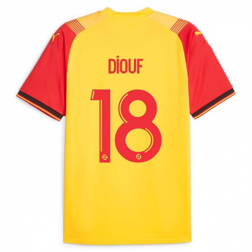 Dame Andy Diouf #18 Gul Hjemmetrøye Drakt Trøye 2023/24 Skjorter T-Skjorte
