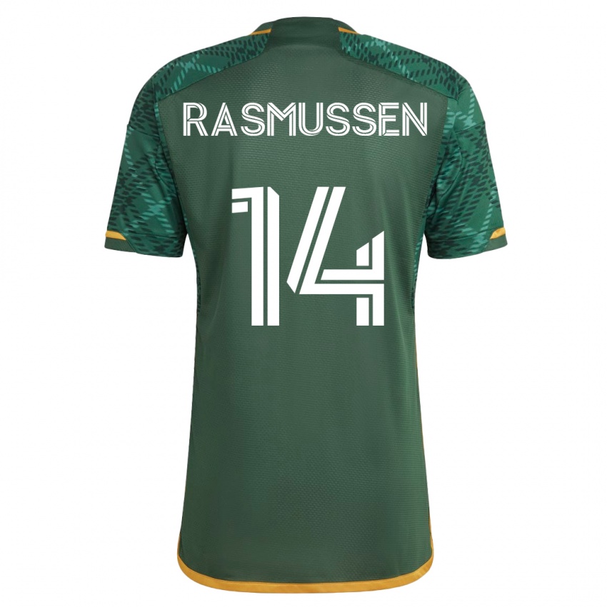 Dame Justin Rasmussen #14 Grønn Hjemmetrøye Drakt Trøye 2023/24 Skjorter T-Skjorte