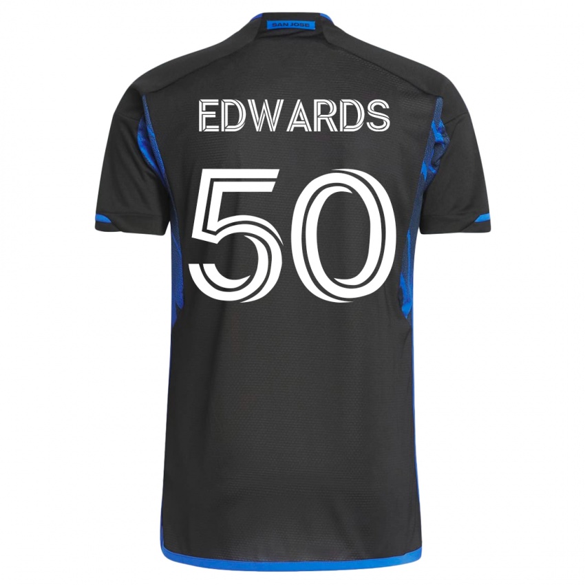 Dame Aaron Edwards #50 Blå Svart Hjemmetrøye Drakt Trøye 2023/24 Skjorter T-Skjorte