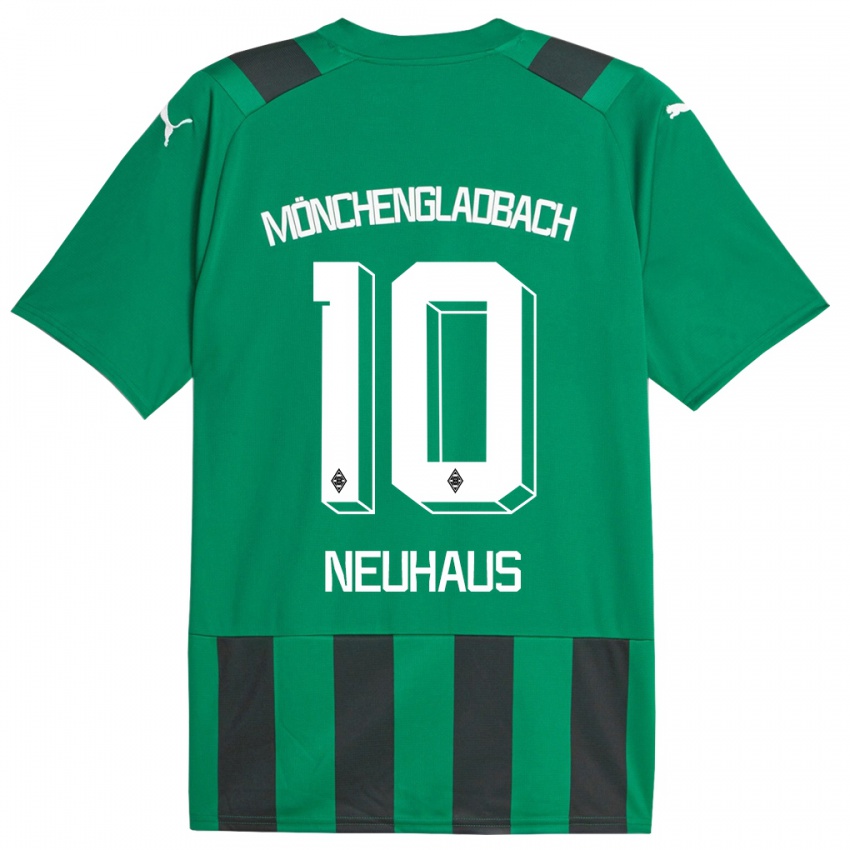 Dame Florian Neuhaus #10 Svart Grønn Bortetrøye Drakt Trøye 2023/24 Skjorter T-Skjorte